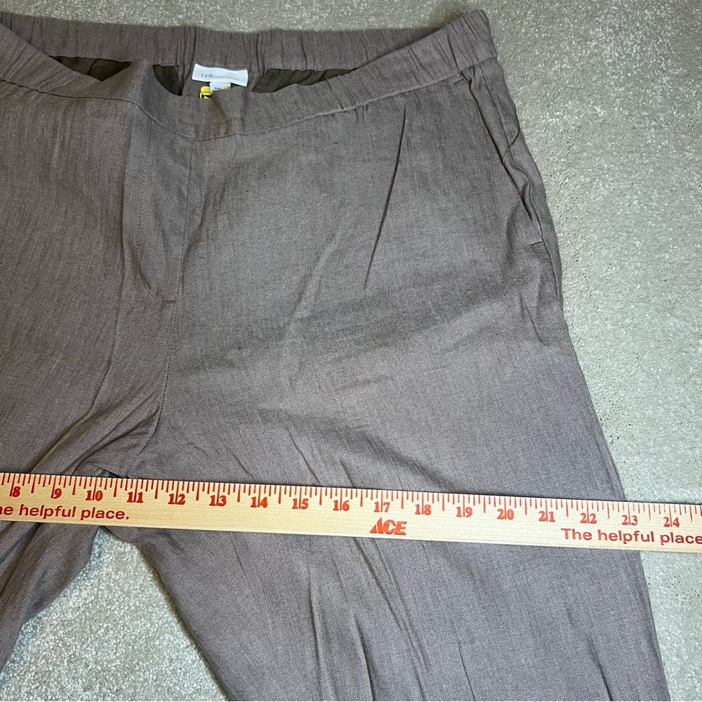 j jill brown linen blend lightweight straight leg stretch pull on pants women 1X - Picture 6 of 11